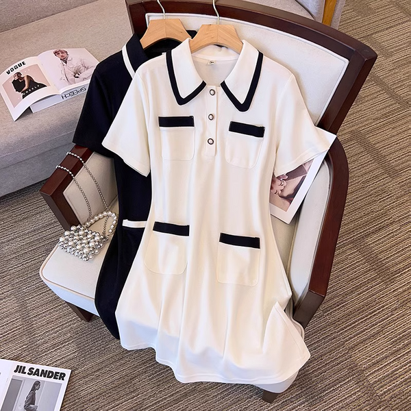 Plus Size Monochrome Chanelesque Shirt Dress