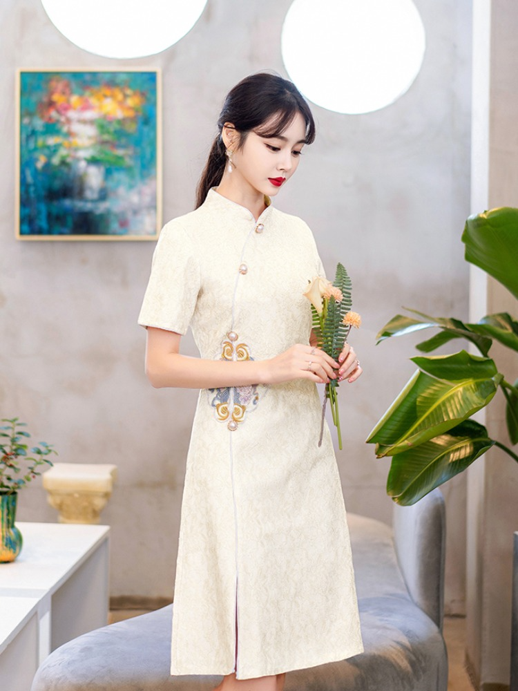 Plus Size Pastel Oriental A Line Cheongsam Dress Pluspreorder
