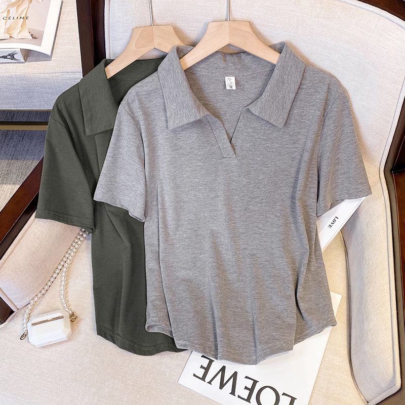 Plus Size Polo T Shirt Top