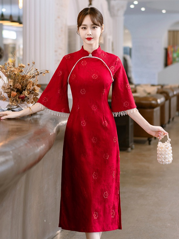 Plus Size Red Vintage Cheongsam Dress