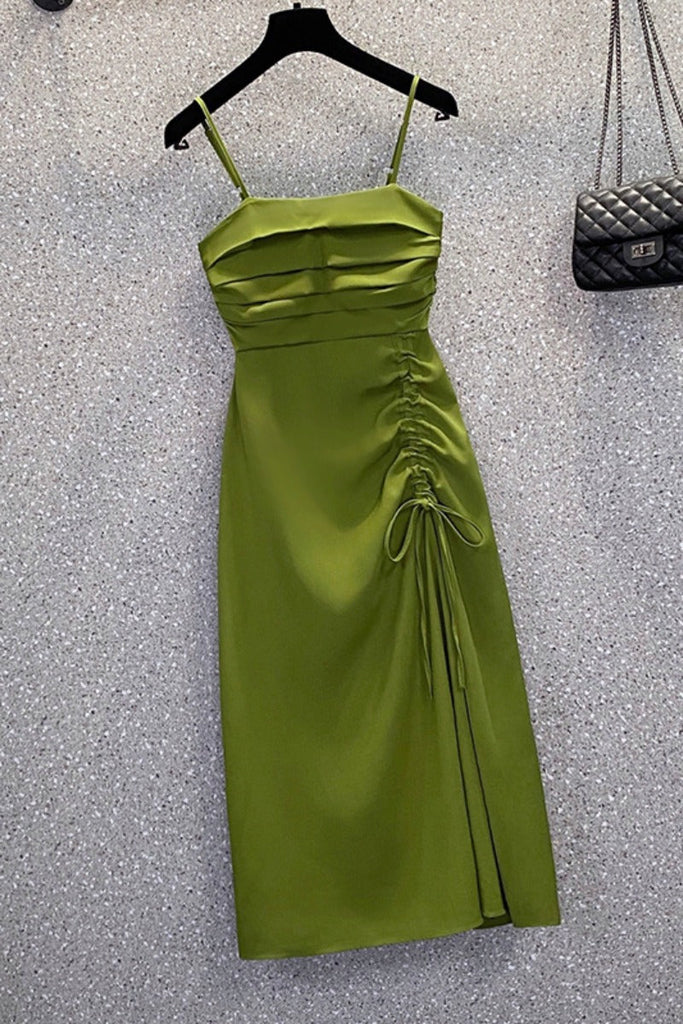 Plus Size Scrunch Square Neck Green Cami Midi Dress Pluspreorder Plus Size Scrunch Square Neck Green Cami Midi Dress Pluspreorder