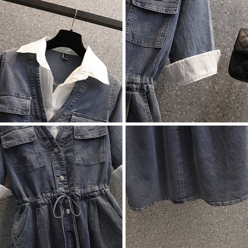 Taree Plus Size Denim Buttons V Neck Sleeveless Maxi Dress (EXTRA BIG –  Pluspreorder