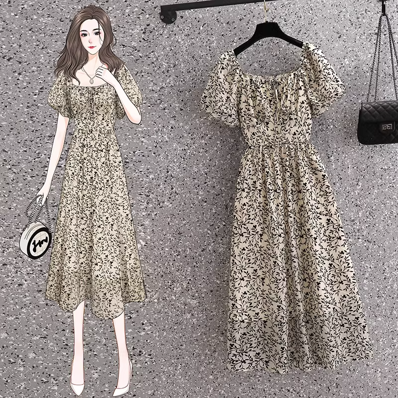 Plus Size Printed Square Neck Mini Dress