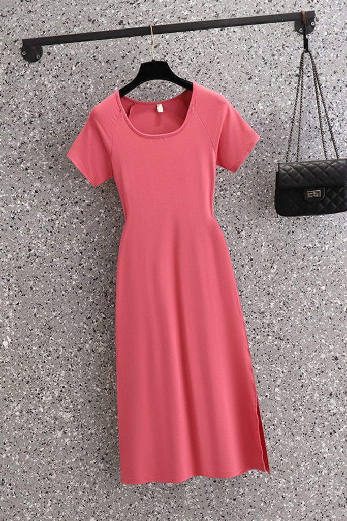 Plus Size Square Neck Pink Midi T Shirt Dress Pluspreorder Plus Size Square Neck Pink Midi T Shirt Dress Pluspreorder
