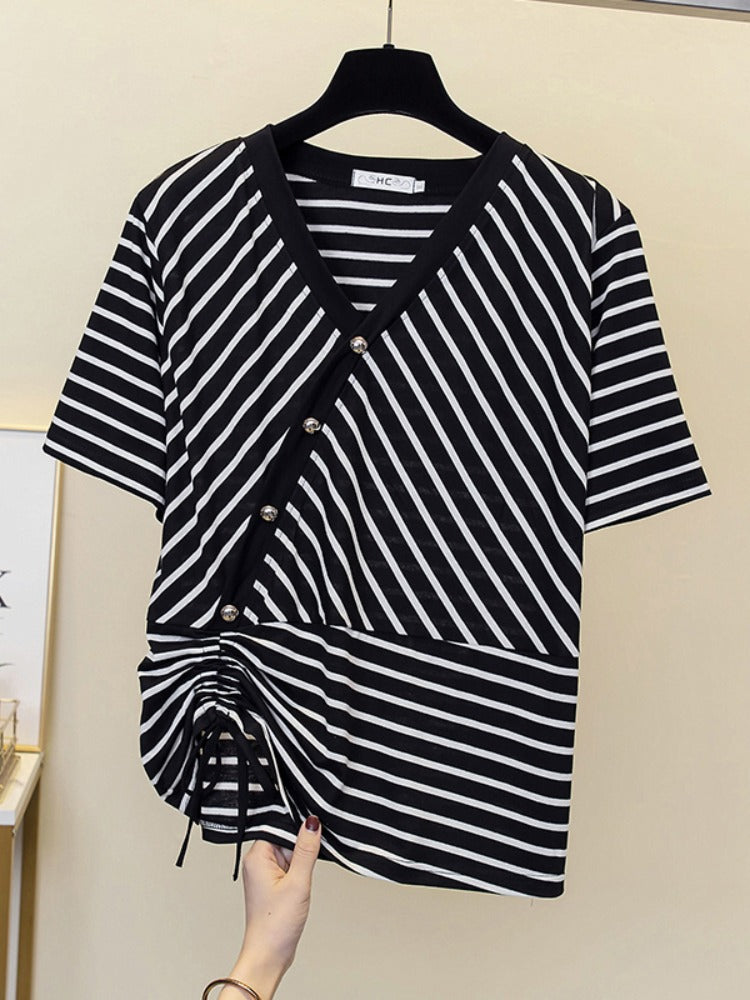 Plus Size Stripe Side Top – Pluspreorder