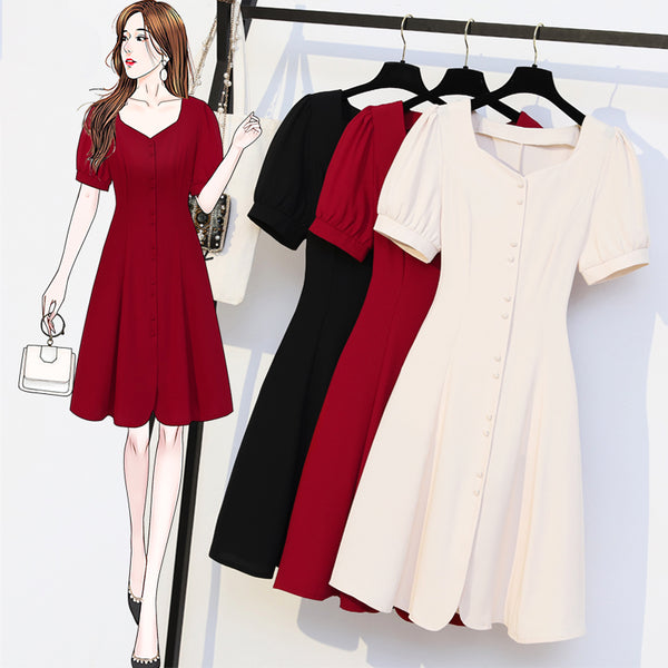 Plus Size Sweetheart Buttons Dress