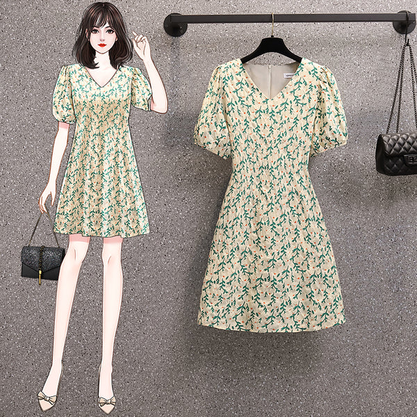 Plus Size Vintage Floral Short Sleeve Dress