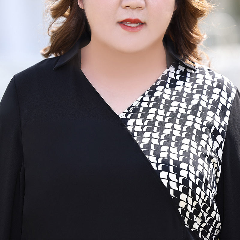 Extra Size Plus Size Wrap Work Long Sleeve Shirt Blouse (EXTRA BIG SIZE ...