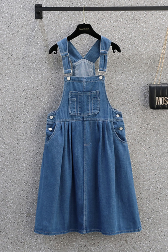 Plus Size A Line Denim Suspender Dress – Pluspreorder