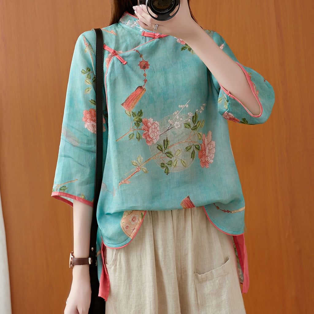 Plus Size Art Cheongsam Blouse