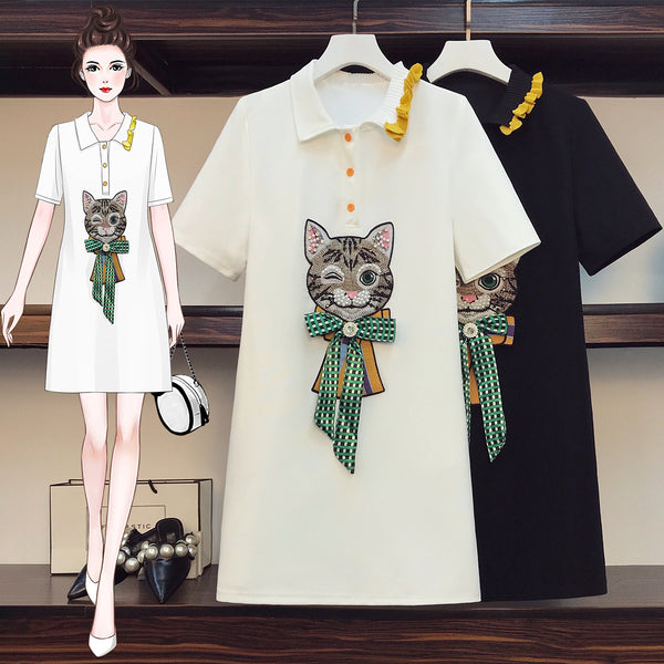 Plus Size Cat Shirt Dress