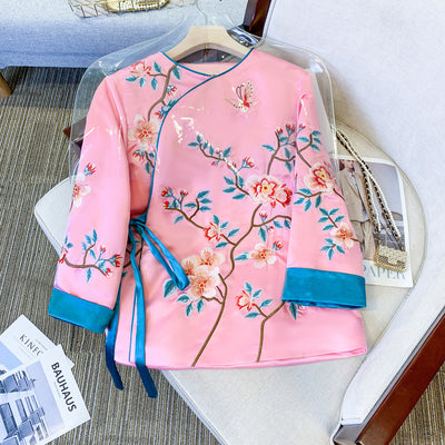 Plus Size Chinese Embroidery Cheongsam Blouse