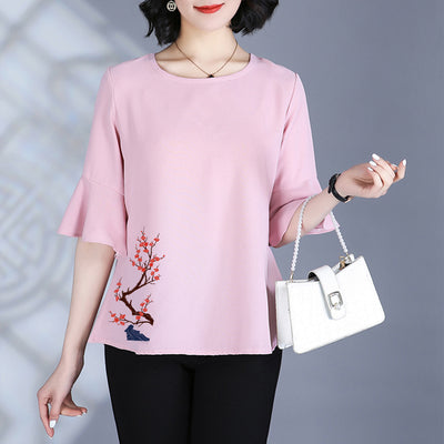 Plus size chinese oriental chiffon blouse