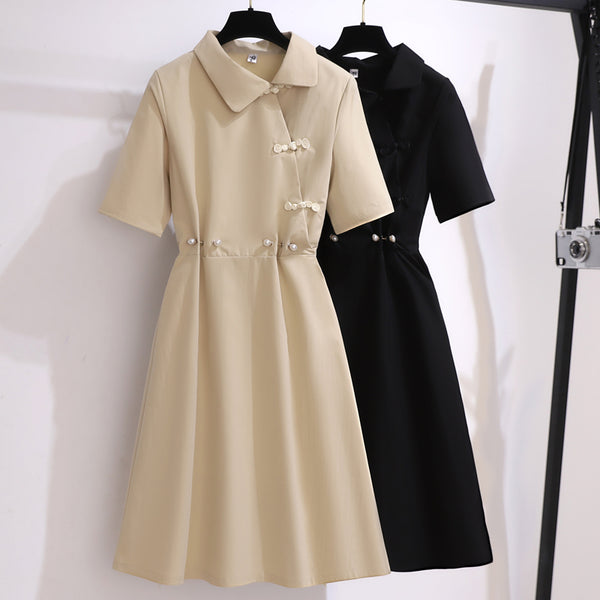 Plus Size Pearl Modern Shirt Cheongsam Dress