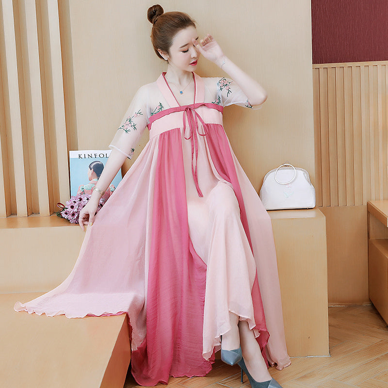 Plus Size Pink Oriental Hanbok Dress