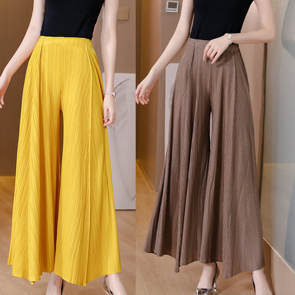 Plus size pleats wide leg palazzo pants