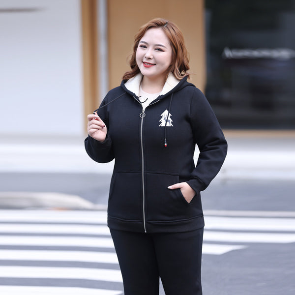 Plus size alpine fleece thick winter hoody jacket