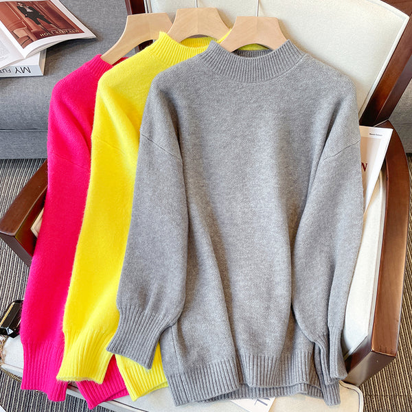 Plus size high neck thick sweater