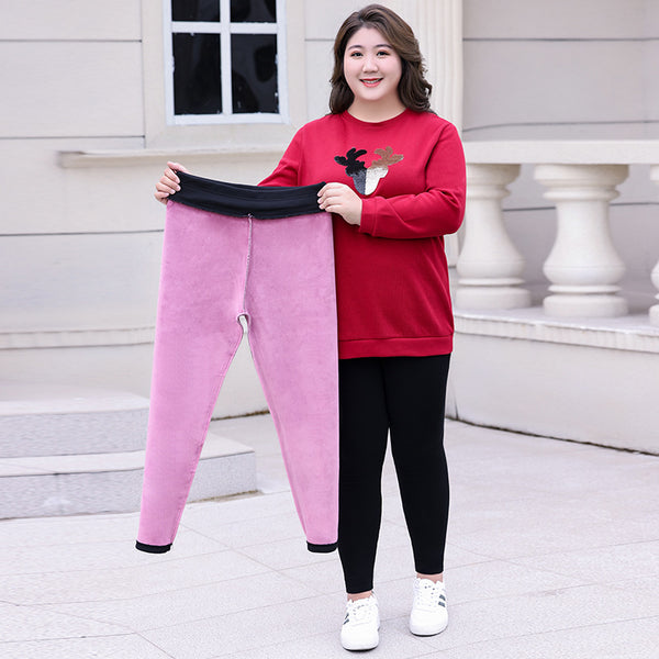 Plus size stretch leggings pants / thermal fleece pants (EXTRA BIG SIZE)