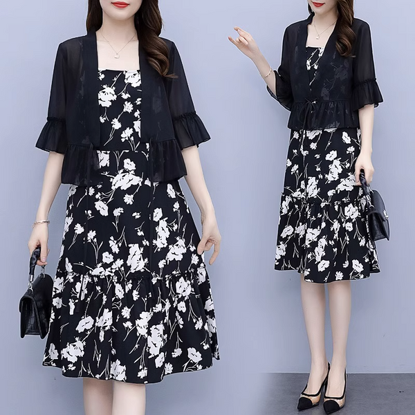 (Special!) Plus Size Chiffon Jacket And Dress Set