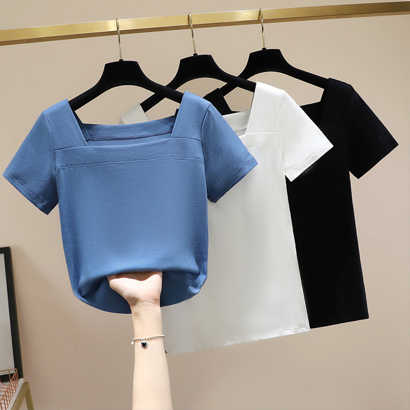 (Special Price!) Plus size square neck t shirt