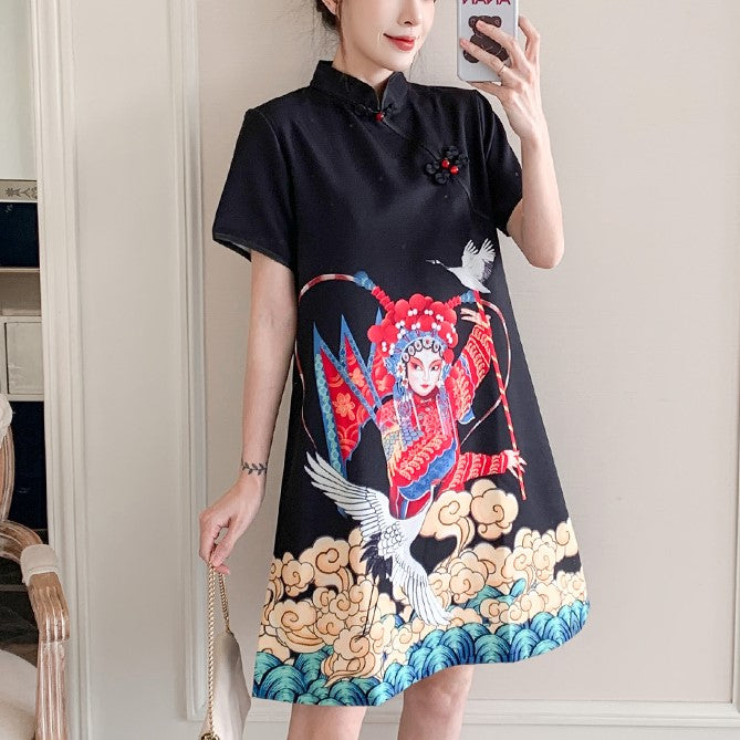 Plus size chinese opera cheongsam dress