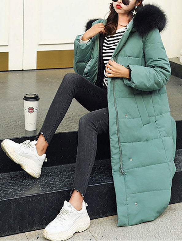 M-6XL) Plus Size 90% White Duck Down Padded Long Length Winter