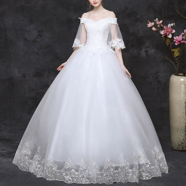 Plus Size Lace Applique Wedding Gown