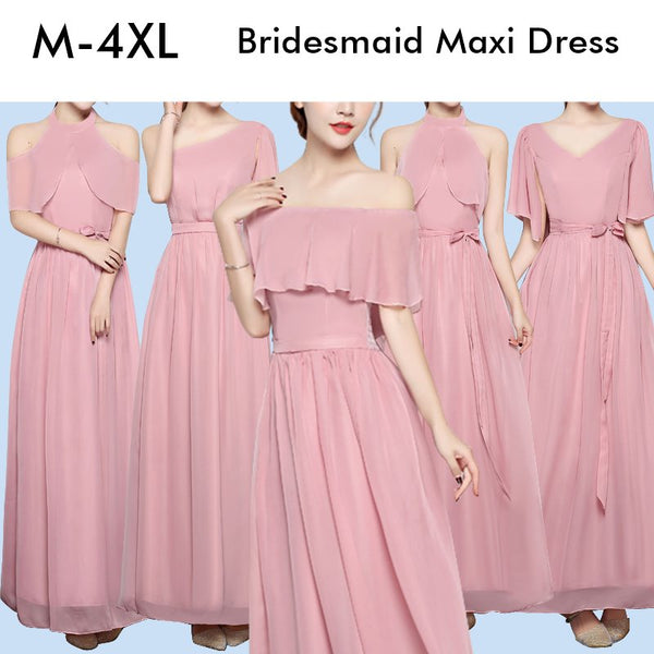 Plus Size Bridesmaid Dress (Off Shoulder, Toga, Choker, V Neck)