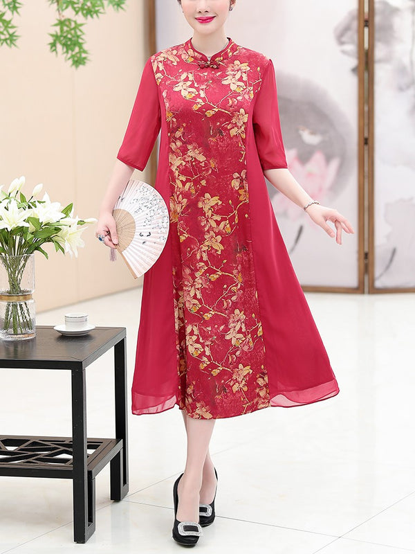 plus size midi qipao dress