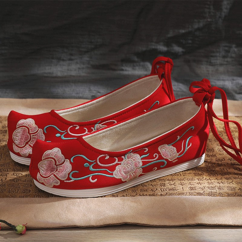 Big Size 42 43 Chinese Embroidery Ballet Flats Shoes