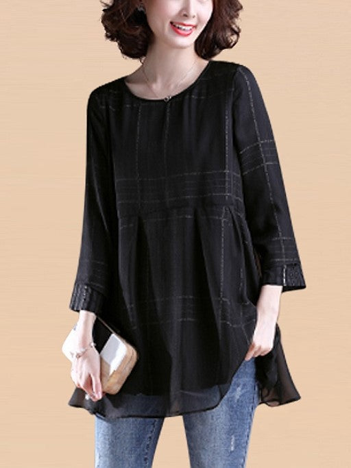 Plus Size Mid Sleeve Blouse Chiffon