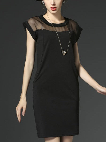 (Ready Stock XL *1) Plus Size Black Mesh S/S Dress