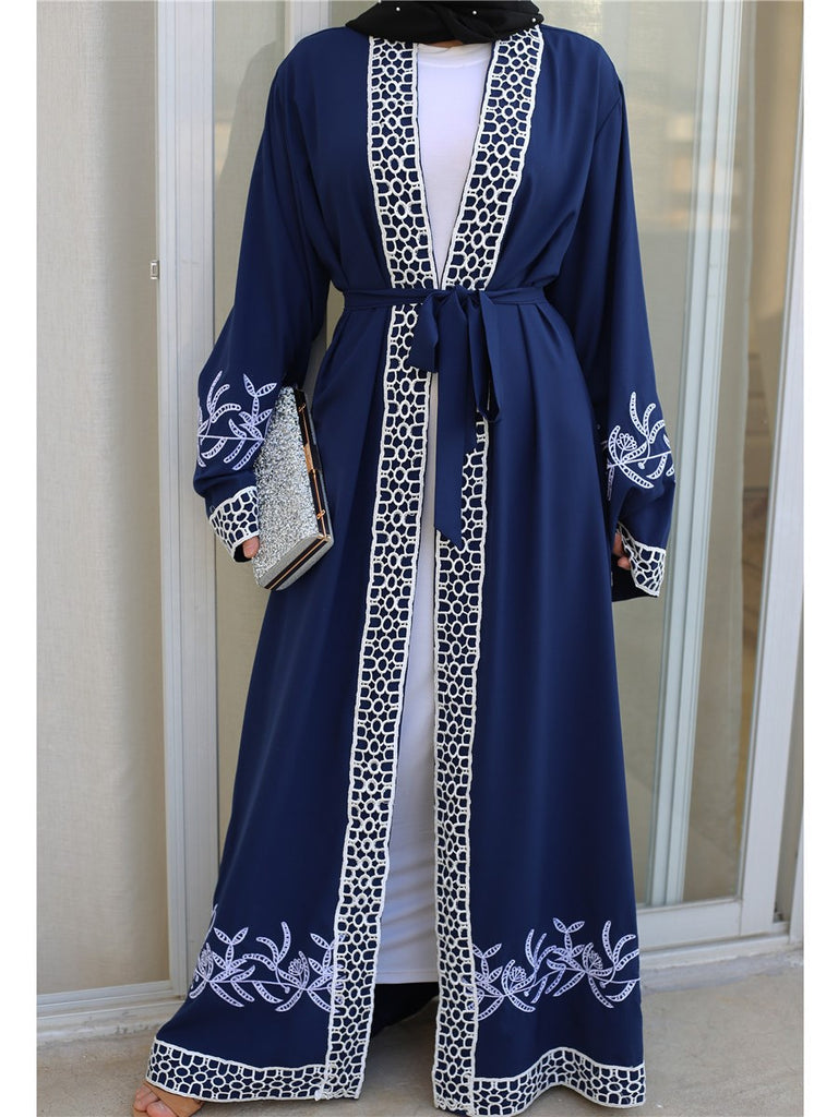 Plus Size Muslimah Kimono Open Jacket In Lace (Black, Blue, Green)