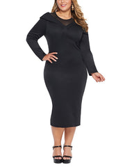 white christmas dresses Plus Size Cocktail Long Sleeve Dress – Pluspreorder