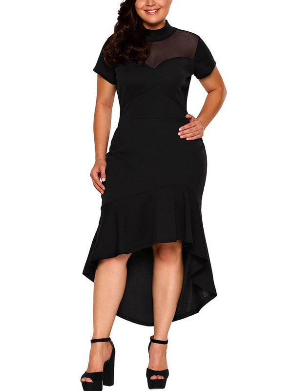 Plus Size Cocktail Occasion Short Sleeve Midi Dress