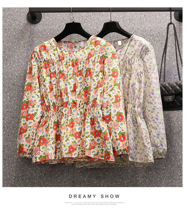 Plus size floral long sleeve top