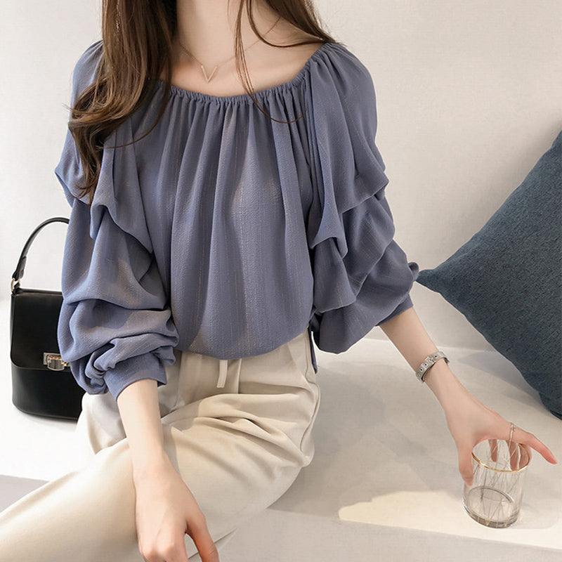 Plus size off shoulder mid sleeve blouse