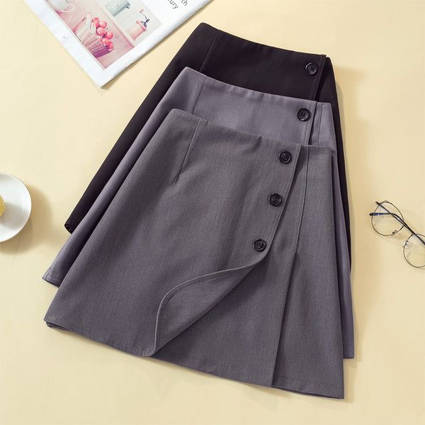 Plus size wrap buttons office work short skirt