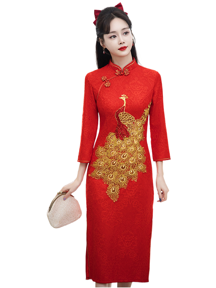 Red 2025 cheongsam dress
