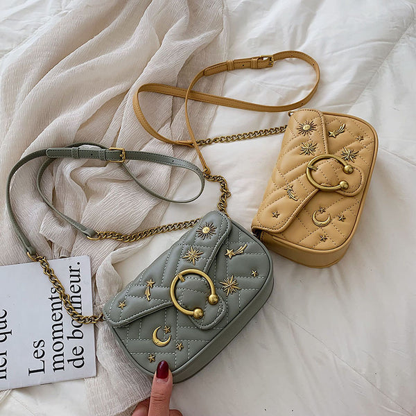 Korean Gold Charm Rectangle Sling Bag