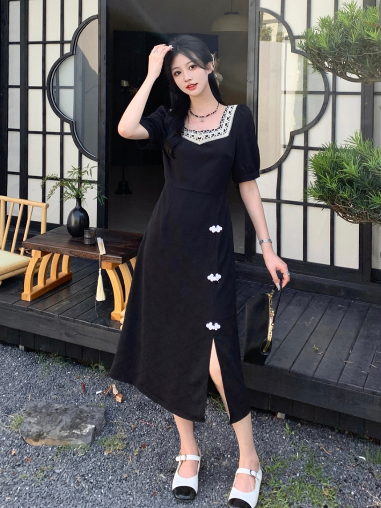 L-4Xl) Plus Size Vintage Black Sweetheart Cheongsam Dress – Pluspreorder
