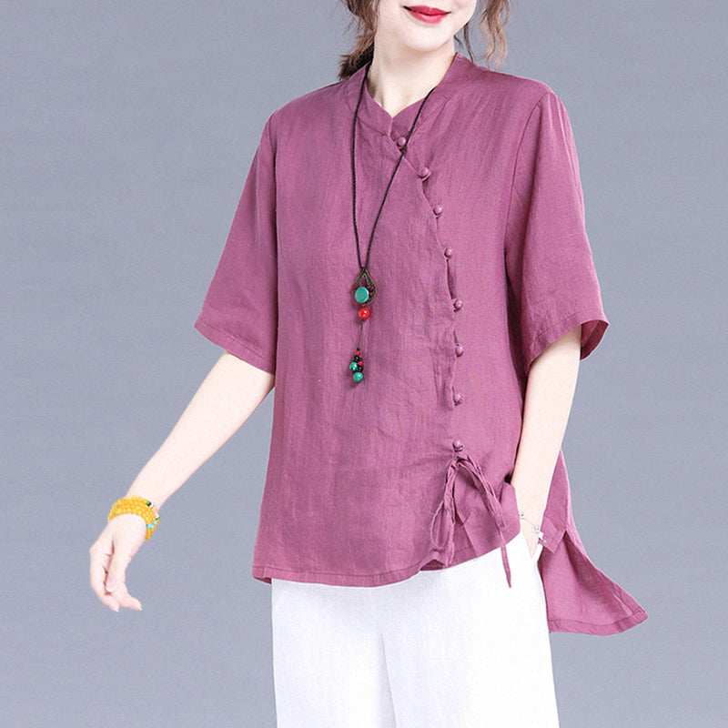 Plus Size Modern Cheongsam Short Sleeve Blouse