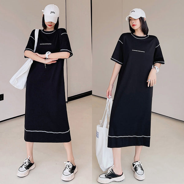 Plus Size Words Black Midi T Shirt Dress