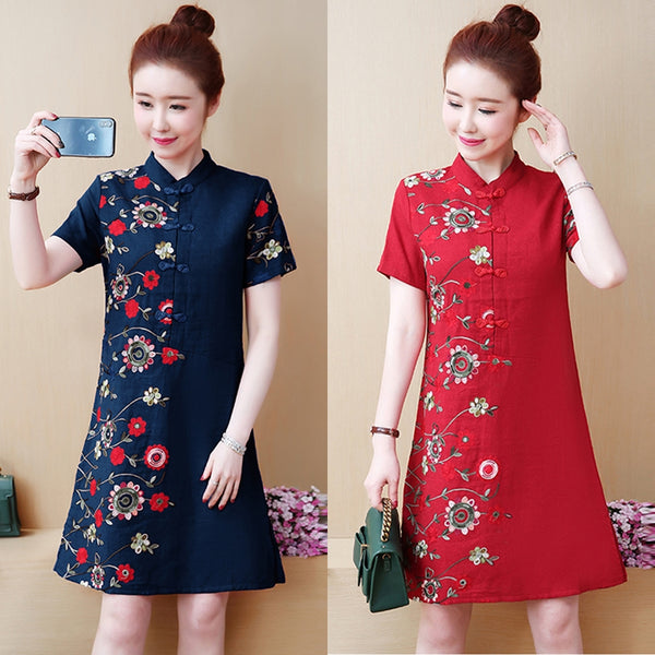 Plus Size Half Embroidered Modern Cheongsam