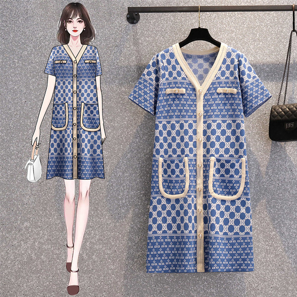 Plus Size Knit Chanelesque Pattern Dress