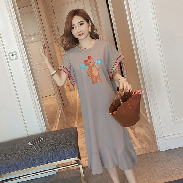 Plus Size Graphic Cotton T Shirt Dress