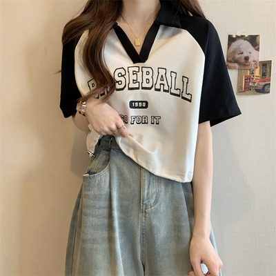 Plus Size Baseball Graphic Polo T Shirt