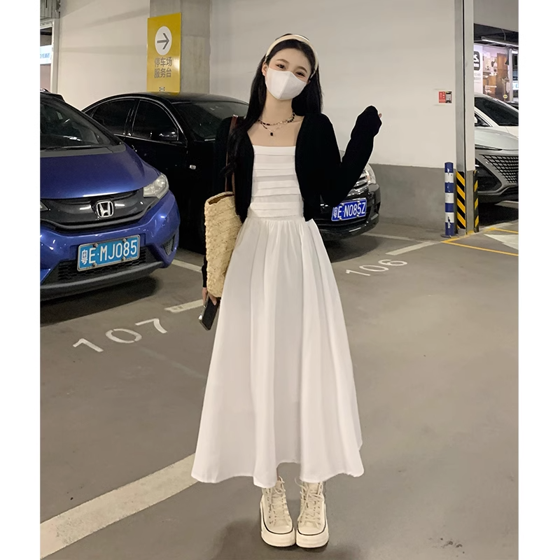Plus Size Black Crop Cardigan and White Tube Midi Dress Set – Pluspreorder