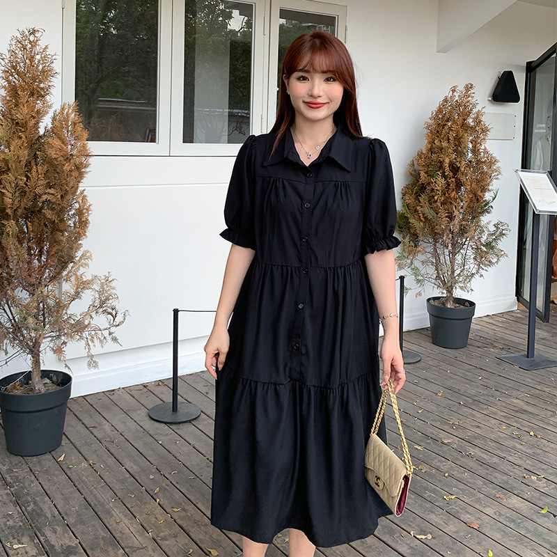 Plus Size Black Korean Babydoll Shirt Dress(Extra Big Size) Pluspreorder Plus Size Black Korean Babydoll Shirt Dress(Extra Big Size) Pluspreorder